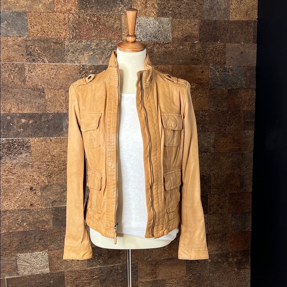 Lucky Brand Saddle Tan Leather Field Jacket